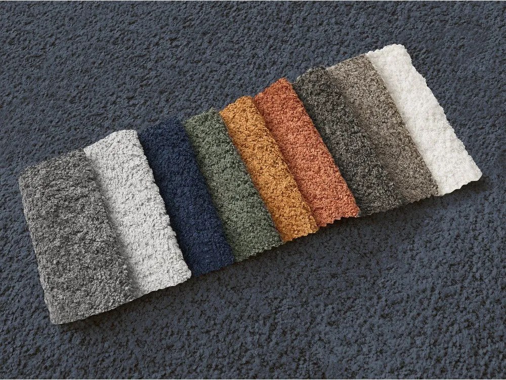 Sötétkék buklé sarokkanapé (bal oldali-heverő résszel) Azra – Bobochic Paris