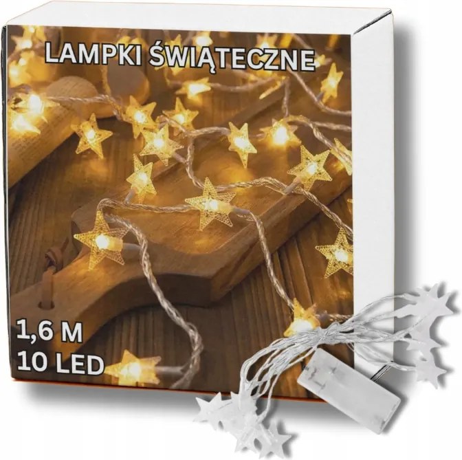 Karácsonyi Fényfüzér Karácsony 10LED 1,6M Elemes Csillag