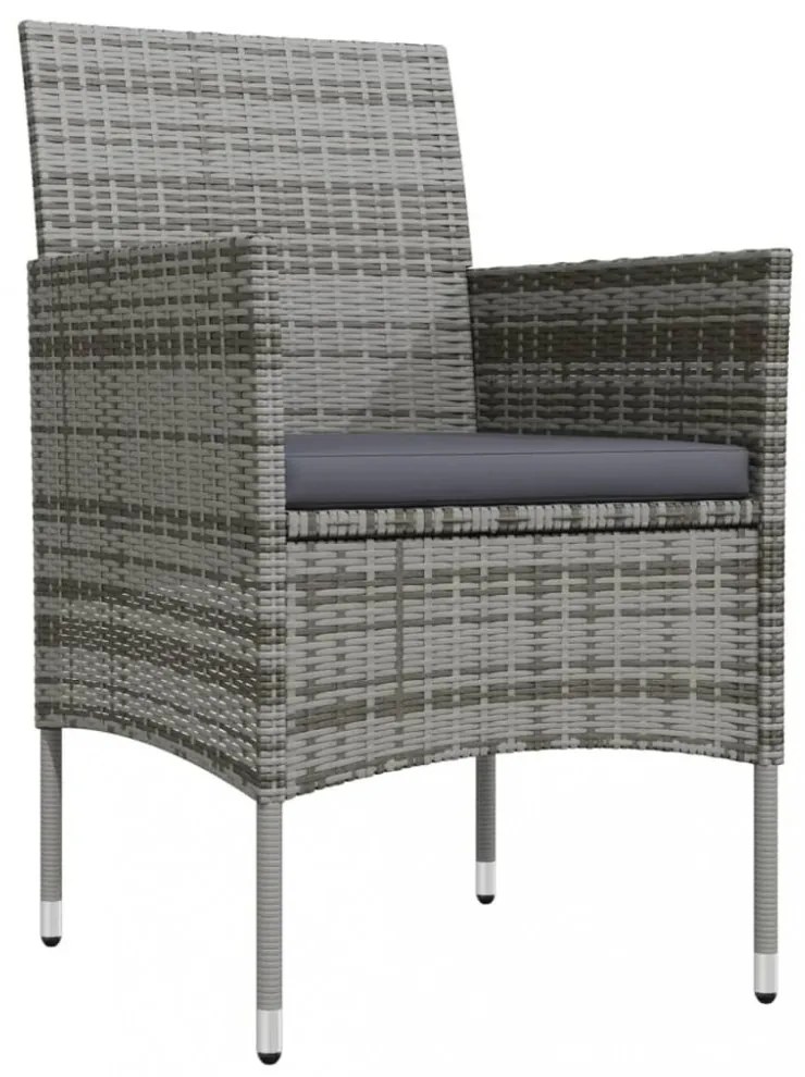 3 részes szürke és fekete kerti étkezőgarnitúra párnákkal