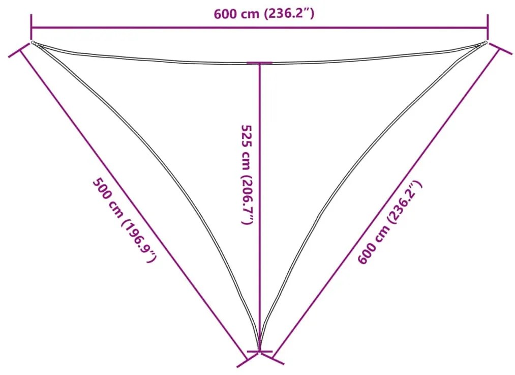 fehér háromszög alakú oxford szövet napvitorla 5 x 6 x 6 m