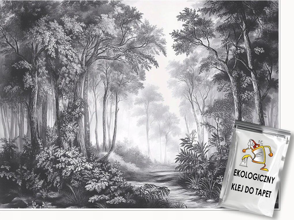 Fotótapéta Erdő 3D Fekete-fehér Hálószoba Nappali Tapéta Flizelina 200x140