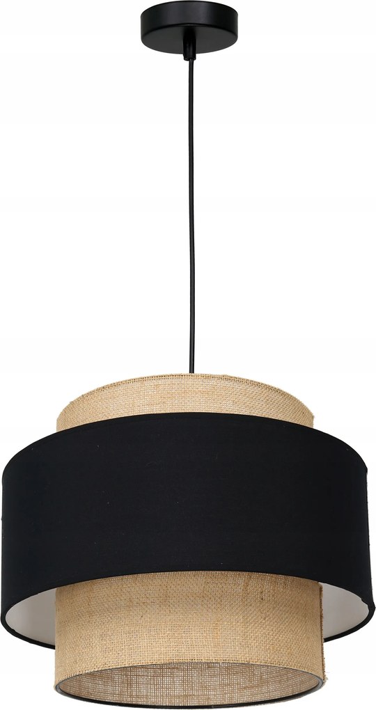 Függőlámpa Juta Búrával 35 CM Réteges Fekete