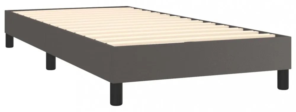 szürke műbőr rugós ágy matraccal és LED-del 80 x 200 cm