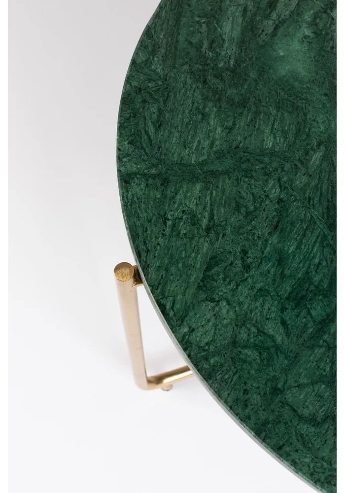 Zöld-aranyszínű kerek dohányzóasztal márvány asztallappal ø 70 cm Timpa – White Label