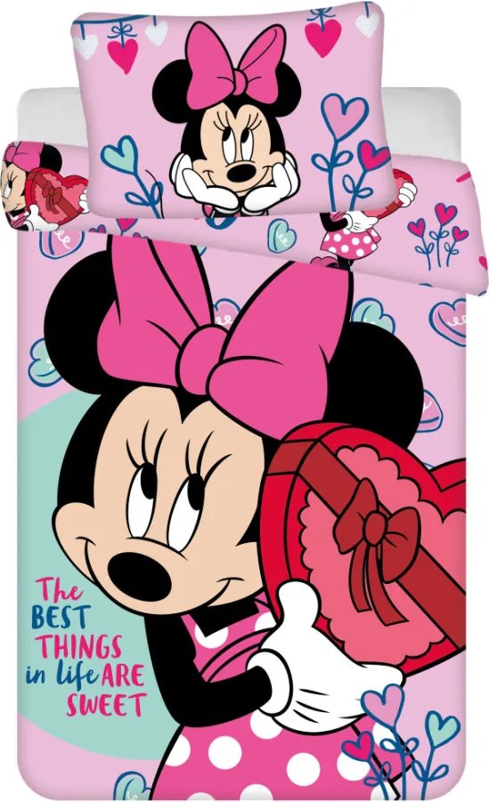 Disney Minnie Sweets gyerek, ovis ágyneműhuzat 100×135 cm, 40×60 cm