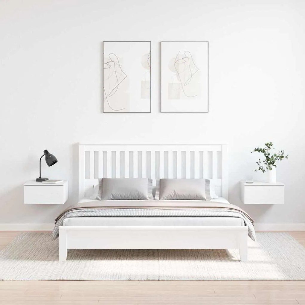 Éjjeli asztal 2 pcs Fehér 37 x 35 x 18.5 cm Tömör fenyőfa