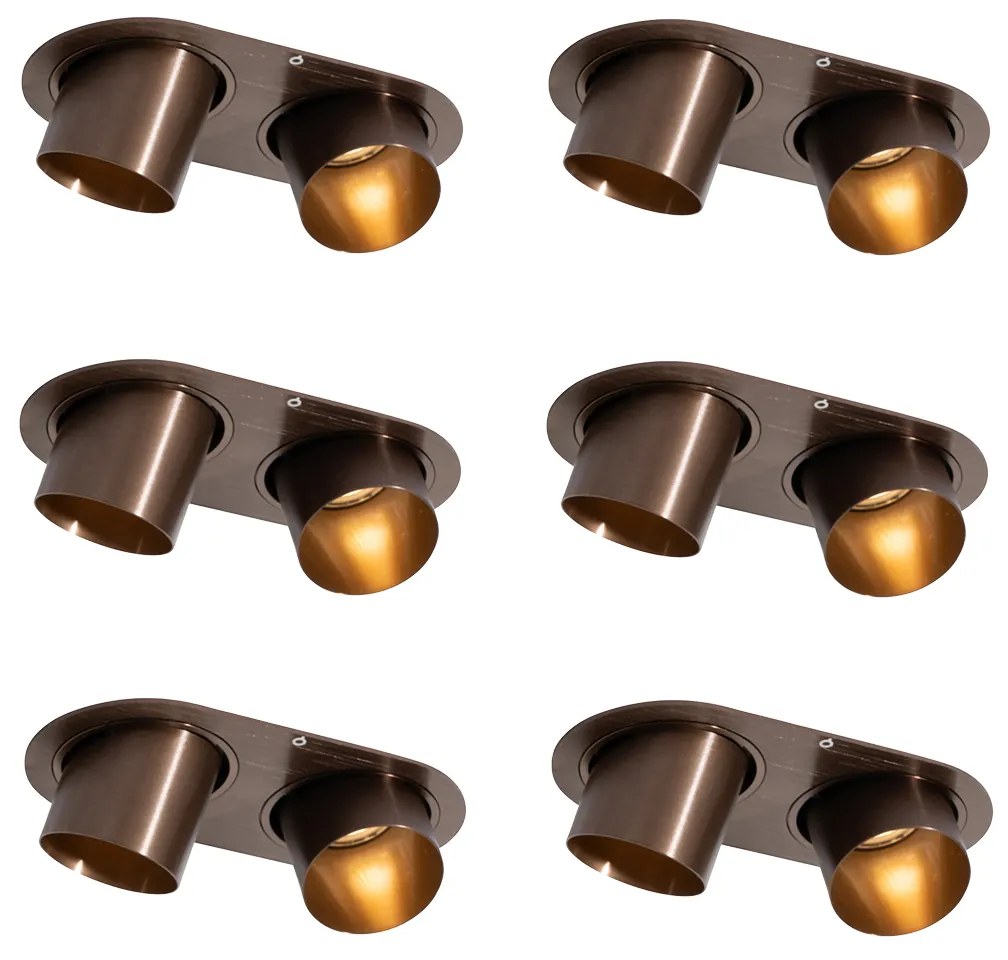 6 darabos süllyesztett spotlámpa szett sötét bronz GU10 50mm 2-fényű - Installa
