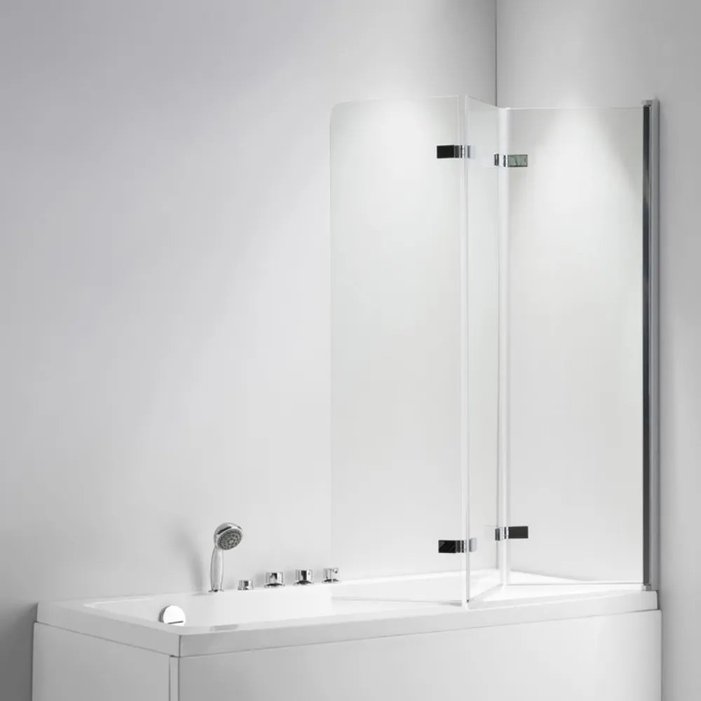 Stuxi Ravenna 120x140 cm 3 szárnyú összecsukható kádparaván, 6 mm vízlepergető üveg, króm