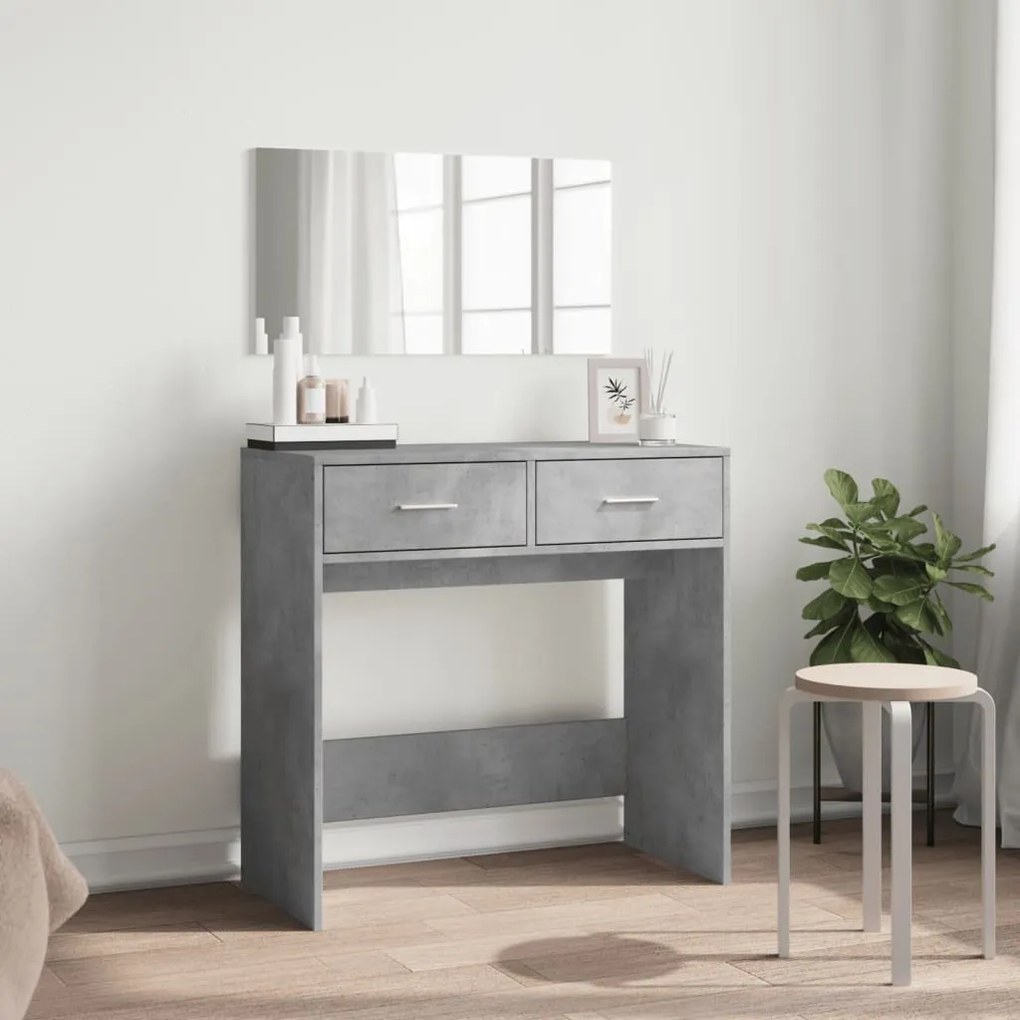 betonszürke fésülködőasztal tükörrel 80x39x80 cm