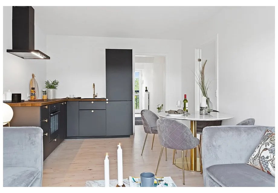 Kerek étkezőasztal márvány dekoros asztallappal ø 110 cm Bolzano – House Nordic