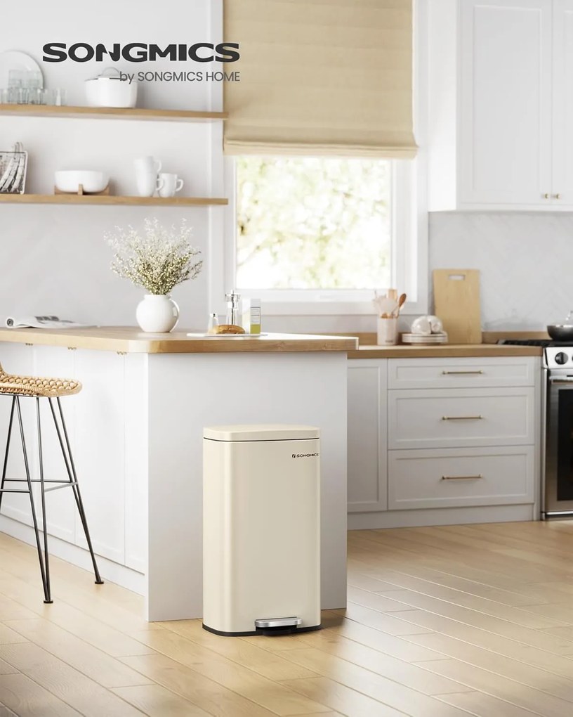 Konyhai szemetes, 30 literes, pedálos, fedeles, homokbézs