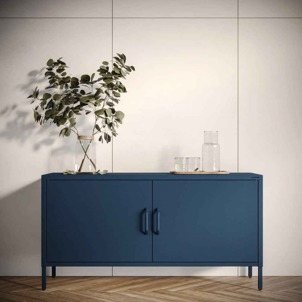 Fém TV-szekrény lábakkal, sötétkék, 1150x595x400 mm: ROSA Modern