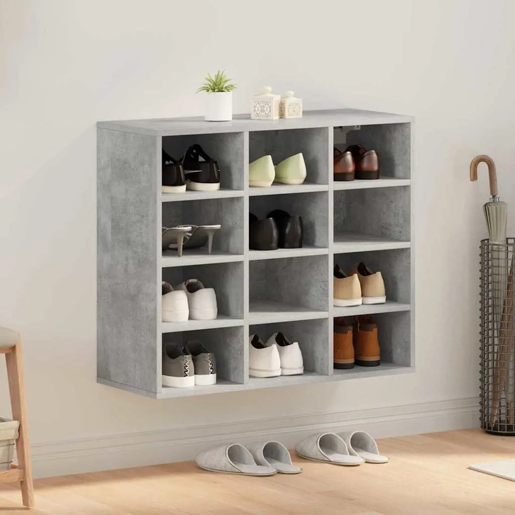 Cipősszekrény polcokkal Beton szürke 77.5 x 30 x 67 cm Faanyag