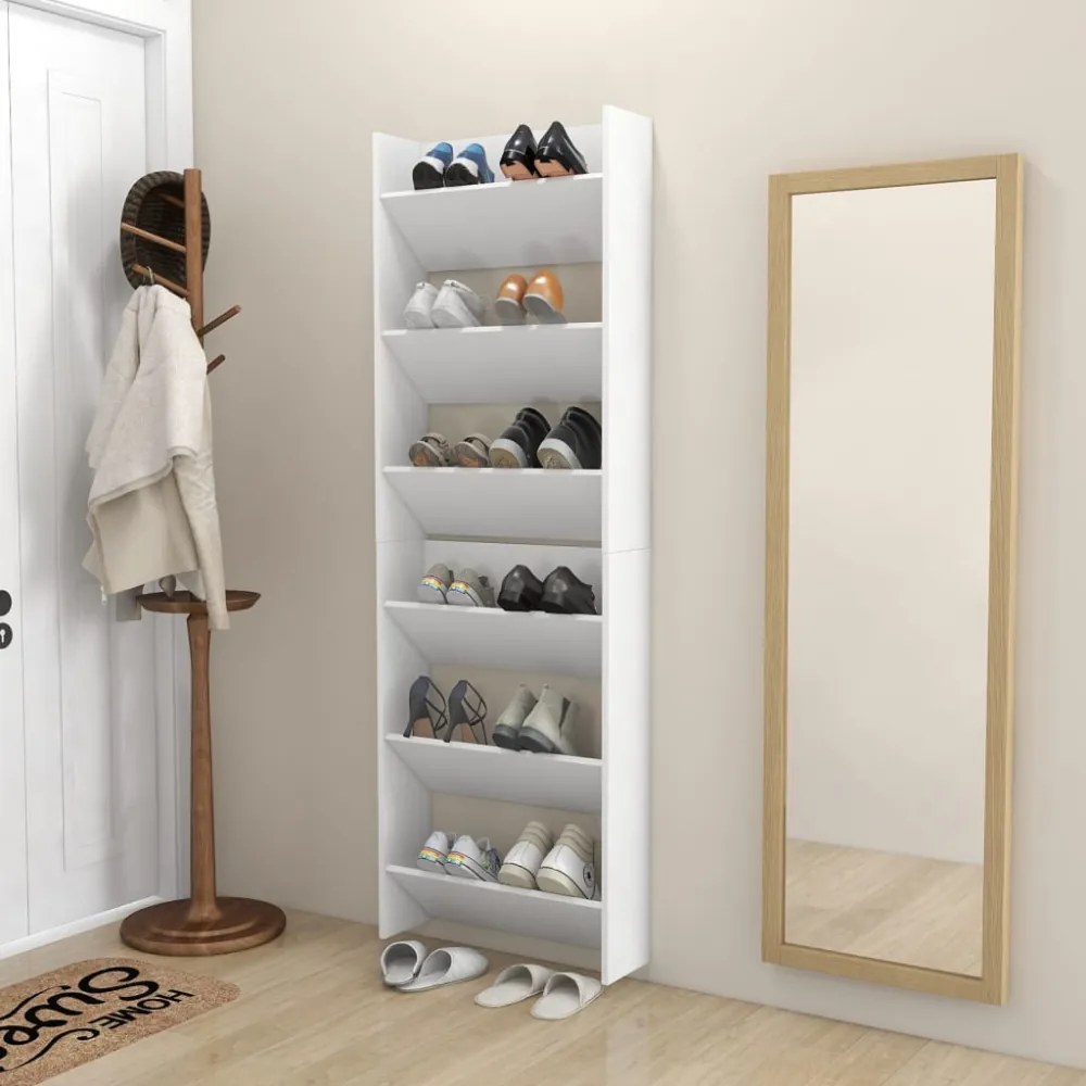 2 db fehér fali cipősszekrény 60 x 18 x 90 cm