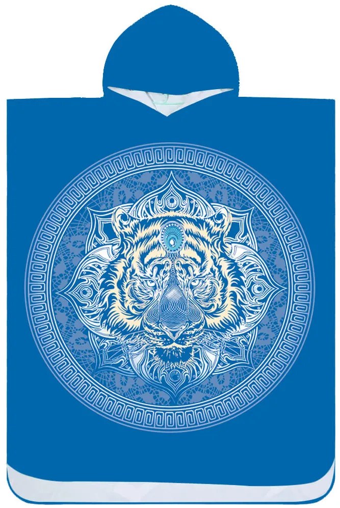 Strandkészlet TIGER – Fürdőlepedő 100×180 cm és poncsó 80×145 cm, kék