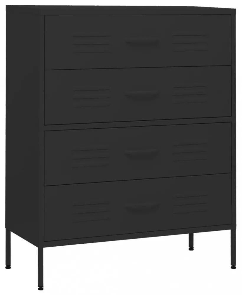 fekete acél fiókos szekrény 80 x 35 x 101,5 cm
