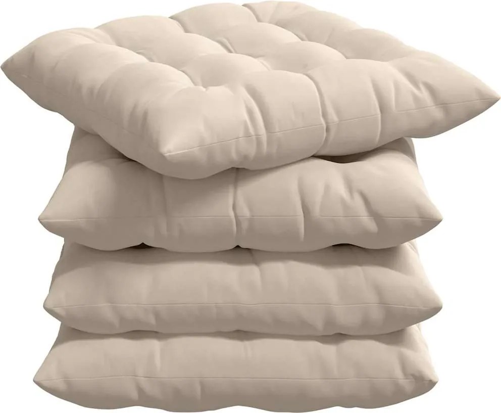 vidaXL Ülőpárnák 4 pcs Bézs 40 x 40 x 6 cm Mikroszálas