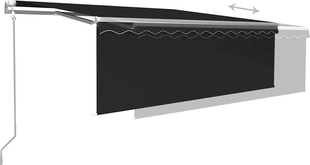 Szürke redőnyös, LED-es, szélérzékelős napellenző 4,5 x 3 m
