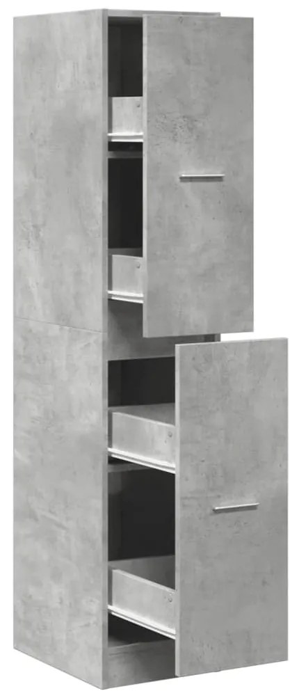 betonszürke szerelt fa patikaszekrény 30 x 41 x 144,5 cm