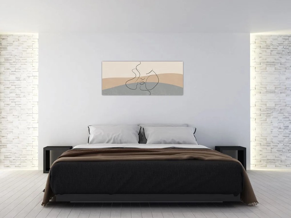 Kép - Line art csók (120x50 cm)