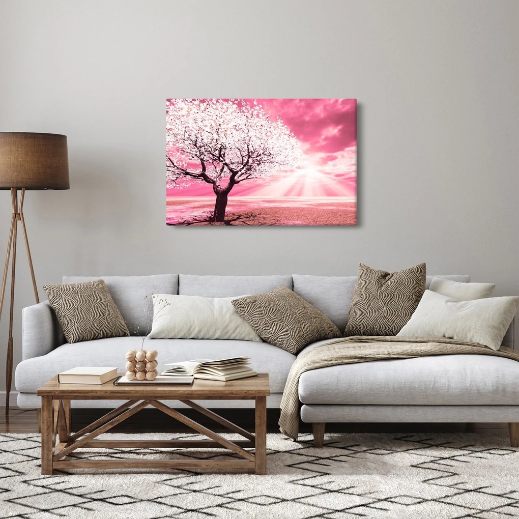 Rózsaszín fa képe (90x60 cm)