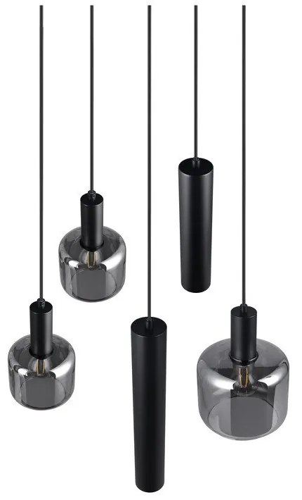 Fekete függőlámpa fém-üveg búrával ø 40 cm Mataro – Trio