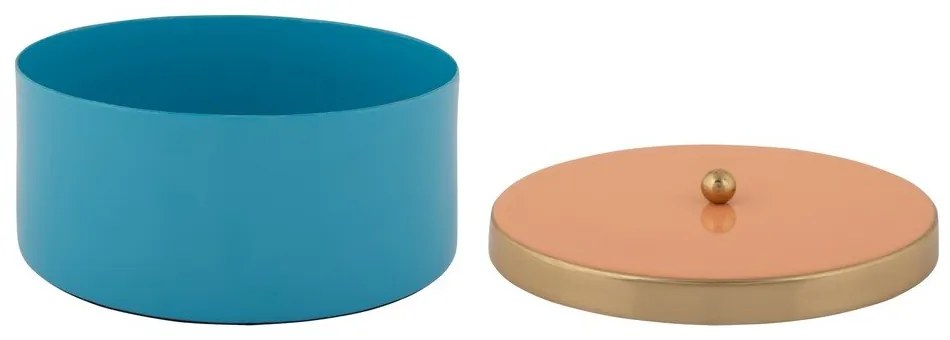Kék dekoratív fém tárolódoboz ø 16x6 cm Double Funky – PT LIVING