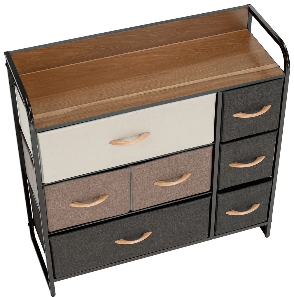 HAZEL TYP 3 szekrény szövet fiókokkal, barna, XL