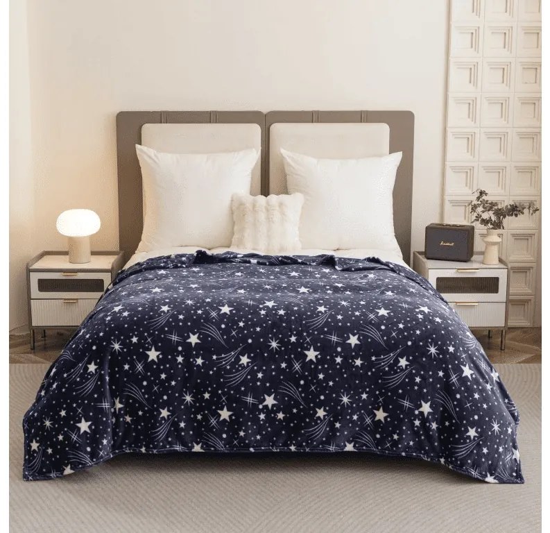 Mikroplüss takaró STARLIGHT, sötétkék Méret: 200 x 220 cm