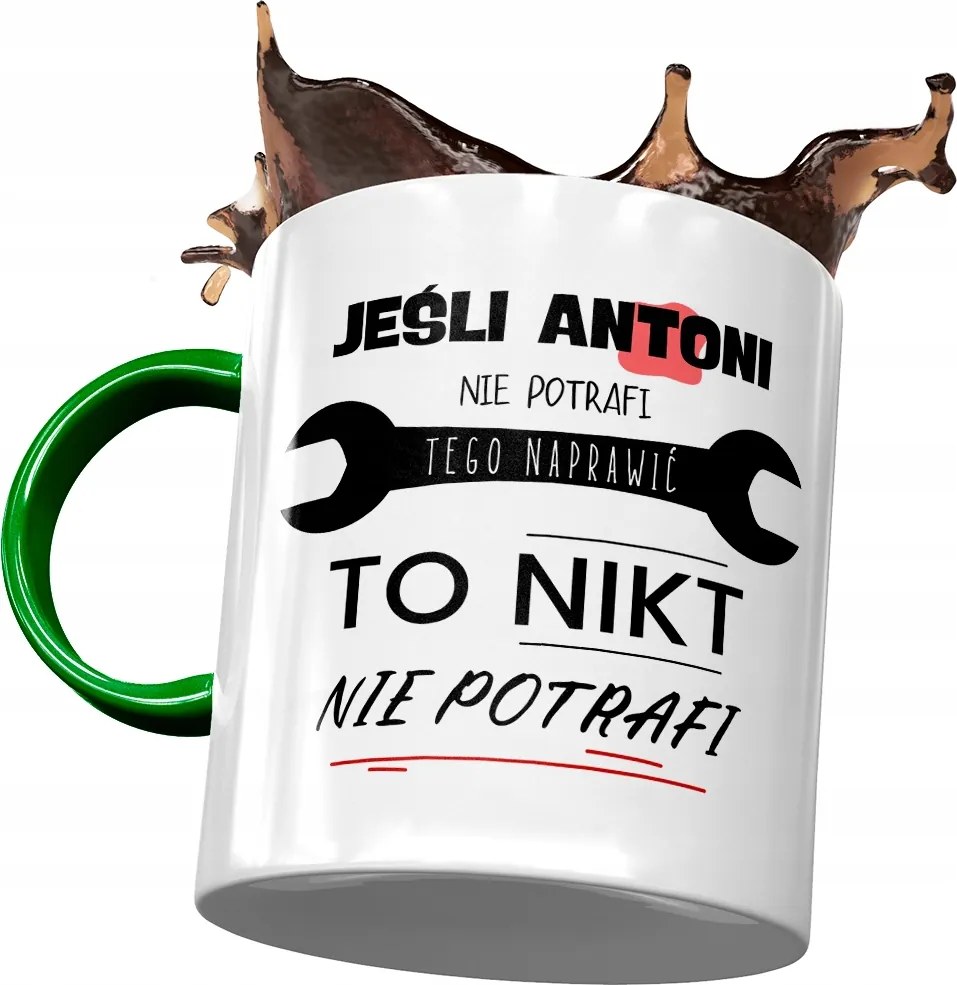 Zöld bögre Antal Kollégának Ajándék Nyomtatott Fotóval