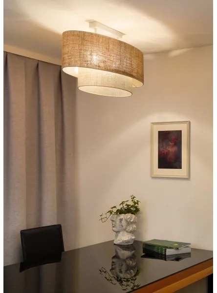 Duolla - Felületre szerelhető csillár DOUBLE OVAL YUTE 2xE27/15W/230V barna/krémes