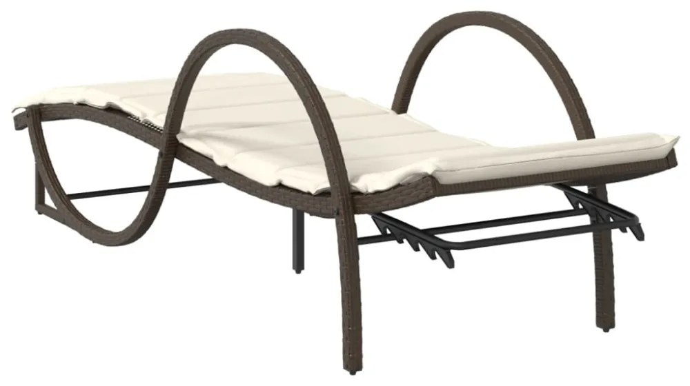 2 db barna polyrattan napozóágy asztallal