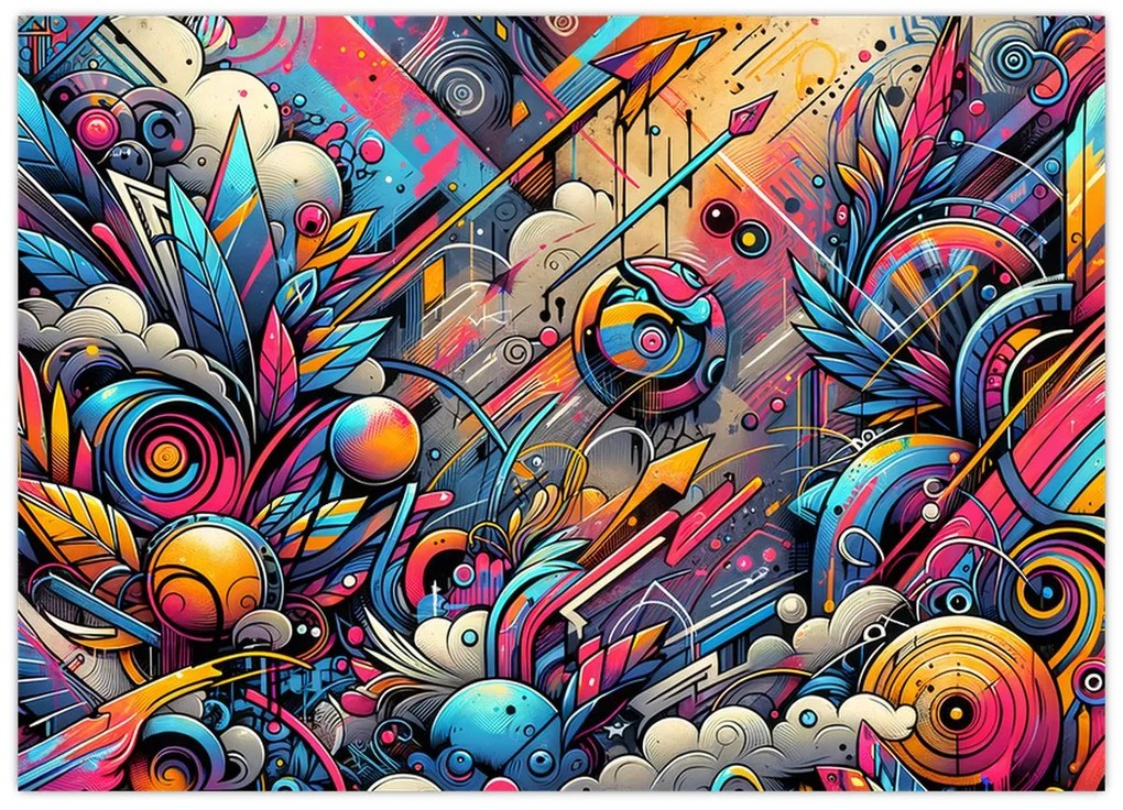 Üveg kép - Színes graffiti (70x50 cm)