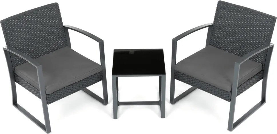 Kerti bútor szett 1+2, polyrattan, szürke, GREY – AZS-H1111