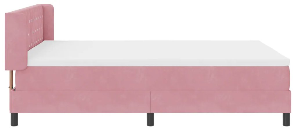 Rózsaszín Boxspring Ágy Matraccal 160x200 cm Bársony
