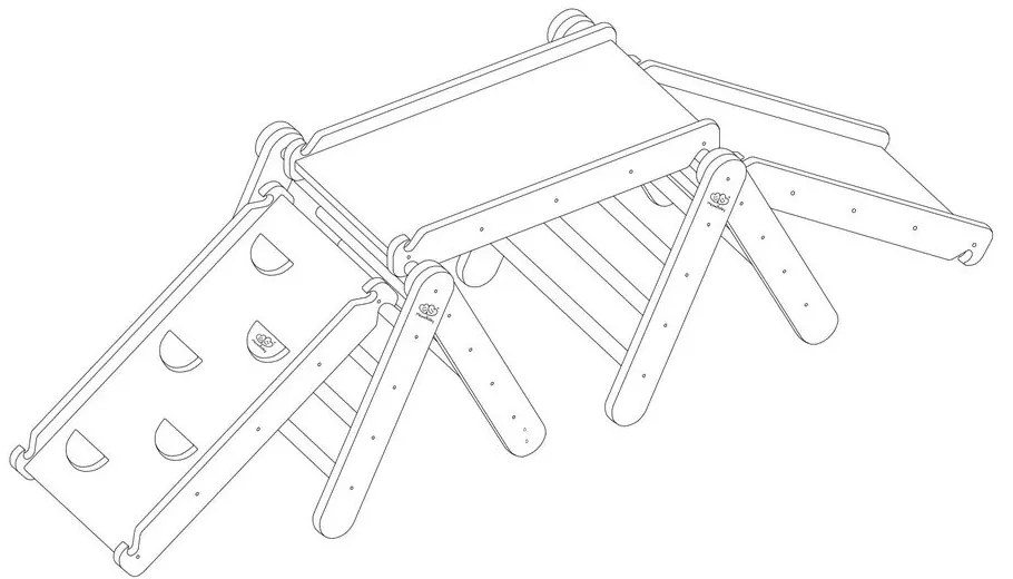 Szürke-natúr színű borovi fenyő pikler háromszög 265x61x60 cm Montessori – Meowbaby