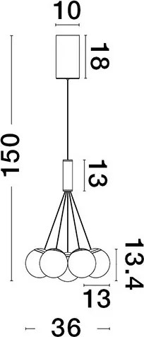 NOVALUCE 9061433 NUVOLE Többágú Függesztett Lámpa LED IP20