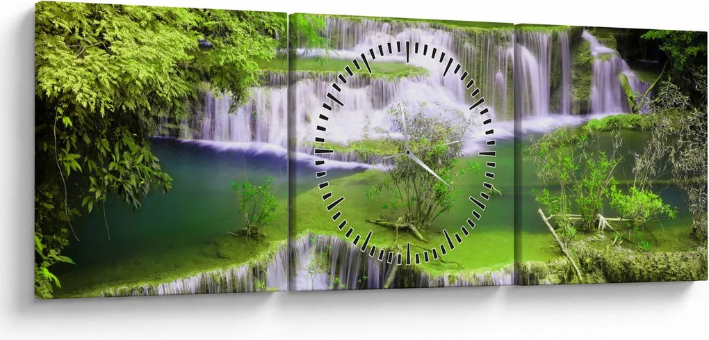 Kép - Huay Mae Khamin vízesések, Kanchanaburi, Thaiföld (órával) (90x30 cm)