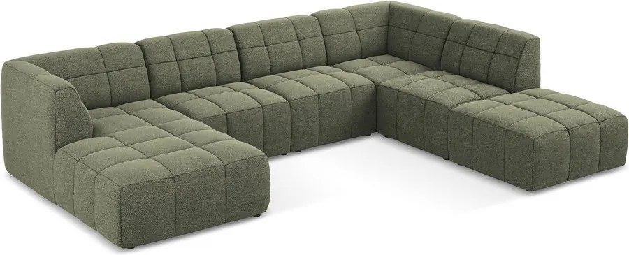 Zöld buklé sarokkanapé (U alakú) Aloha – Makamii