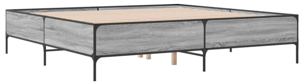 szürke sonoma szerelt fa és fém ágykeret 200 x 200 cm