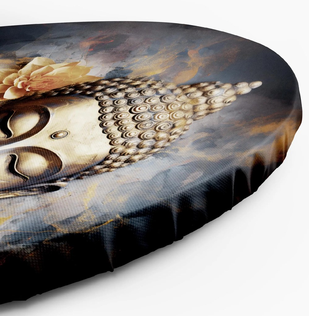 Gario Kerek vászonkép Arany Buddha és virágok Méret: 60 x 60 cm