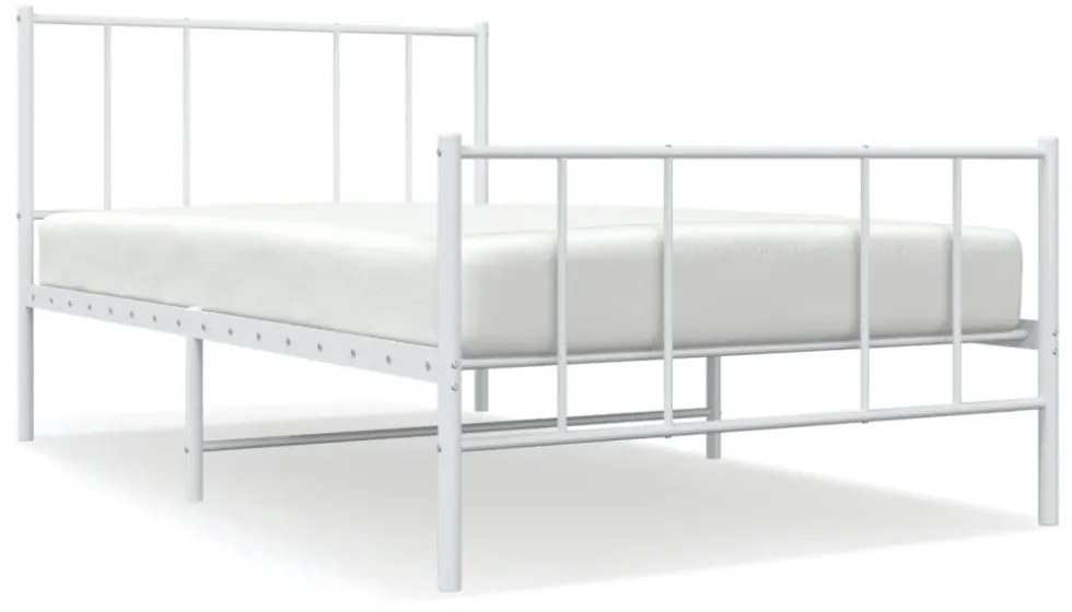 fehér fém ágykeret fej- és lábtámlával 90 x 190 cm