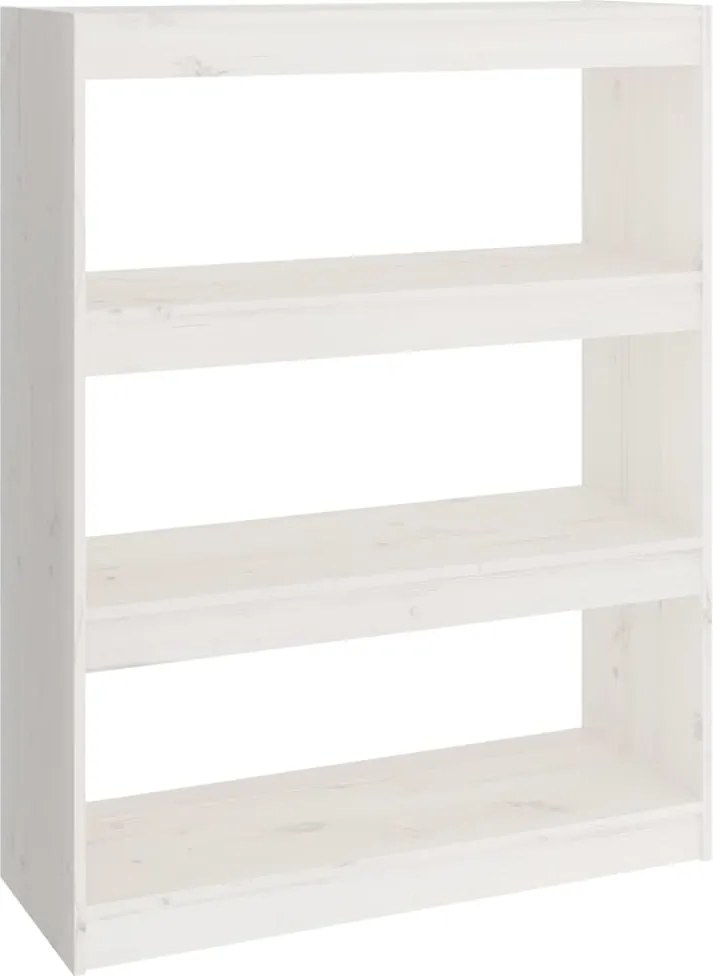 vidaXL fehér tömör fenyőfa könyvszekrény/térelválasztó 80x30x103,5 cm