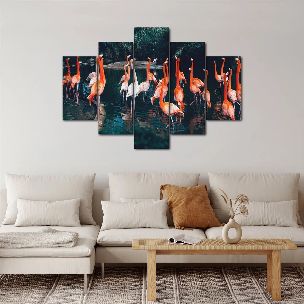 Vászonkép - Flamingók csordája (150x105 cm)