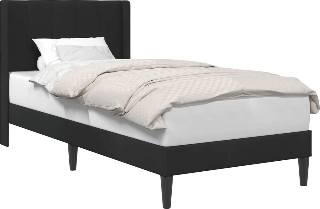 vidaXL Ágykeret fejtámlával Fekete 90 x 190 cm Bársony