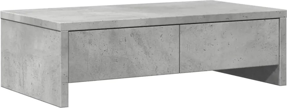 vidaXL betonszürke szerelt fa monitorállvány fiókokkal 50 x 27 x 15 cm