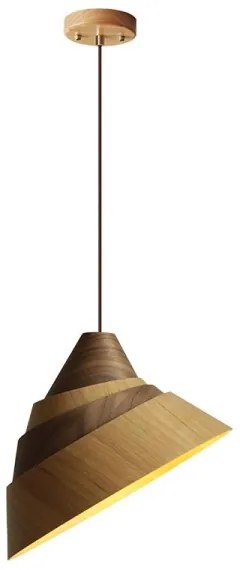 Tömörfa függőlámpa kábellel 1xE27/60W/230V, Ø 33 cm, tölgy / dió / kaucsukfa