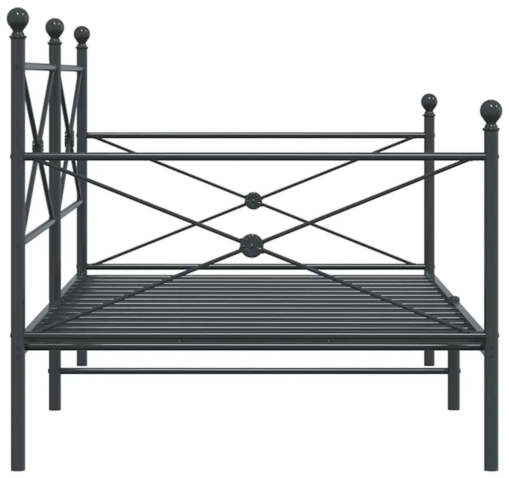 kanapéágy matrac nélkül fekete 100x190 cm acél