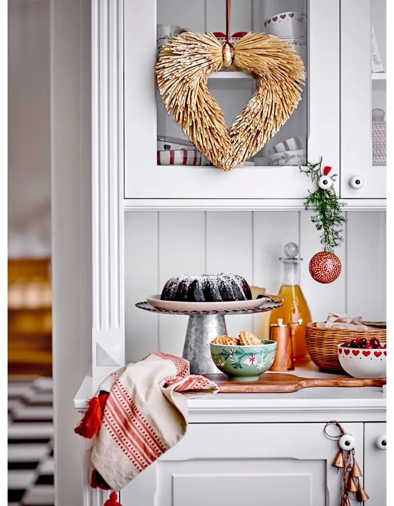 Krémszínű agyagkerámia tálka szett karácsonyi mintával, 2 db-os, 500 ml Jolly – Bloomingville