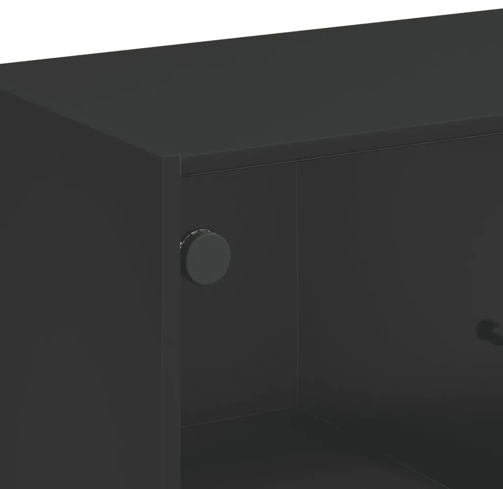 fekete kisszekrény üvegajtókkal 68 x 37 x 75,5 cm